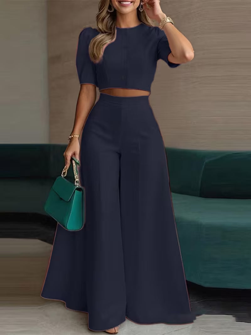 Short Top + Pants Two-Piece Set Women