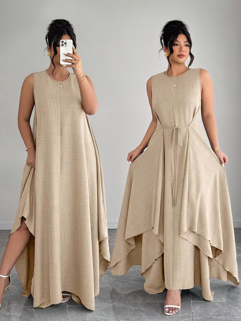 Elegant Tie-Belt A-Line Dress💖