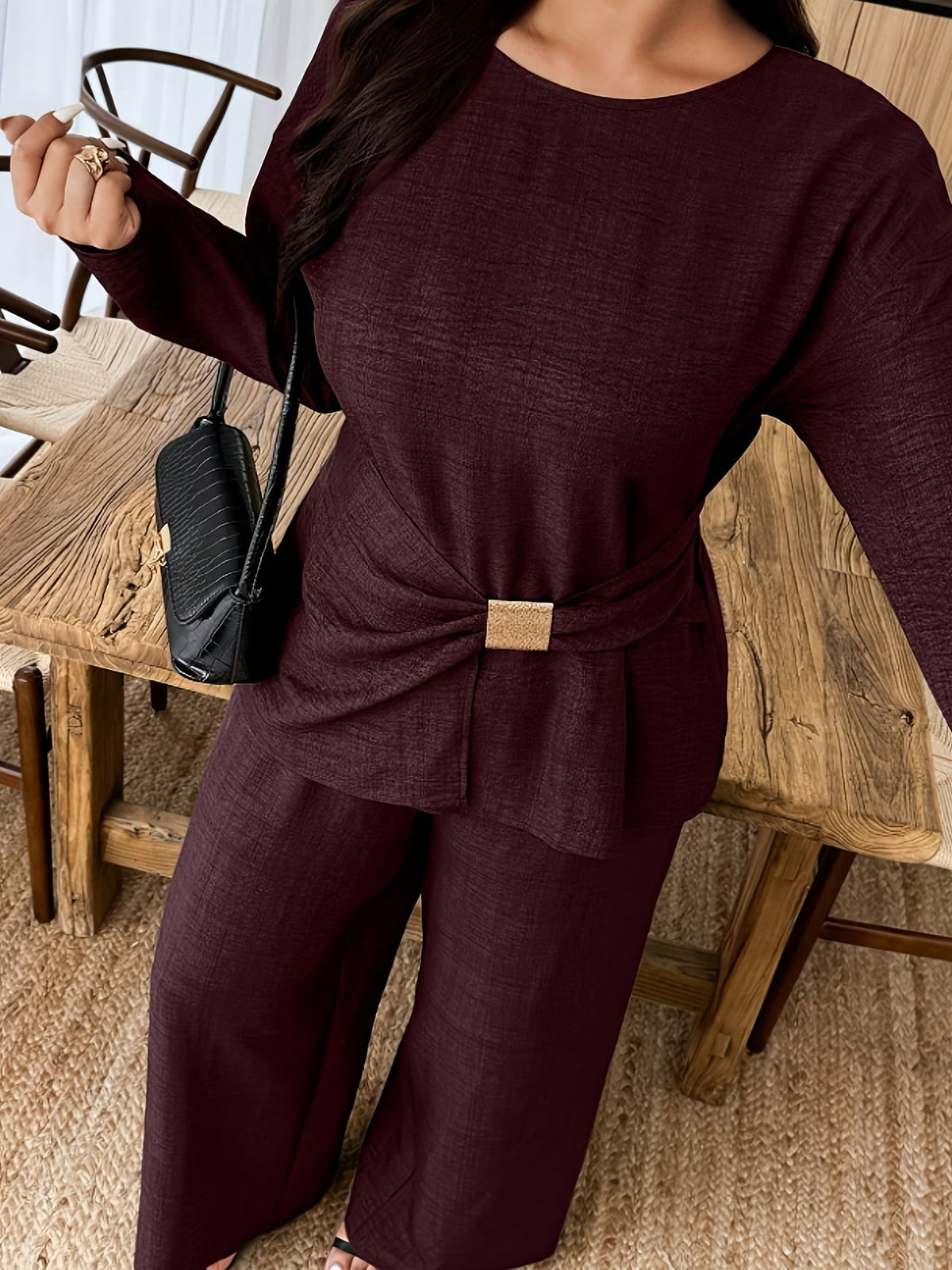 Elegant Pleated Waist Tie Co-Ord Set