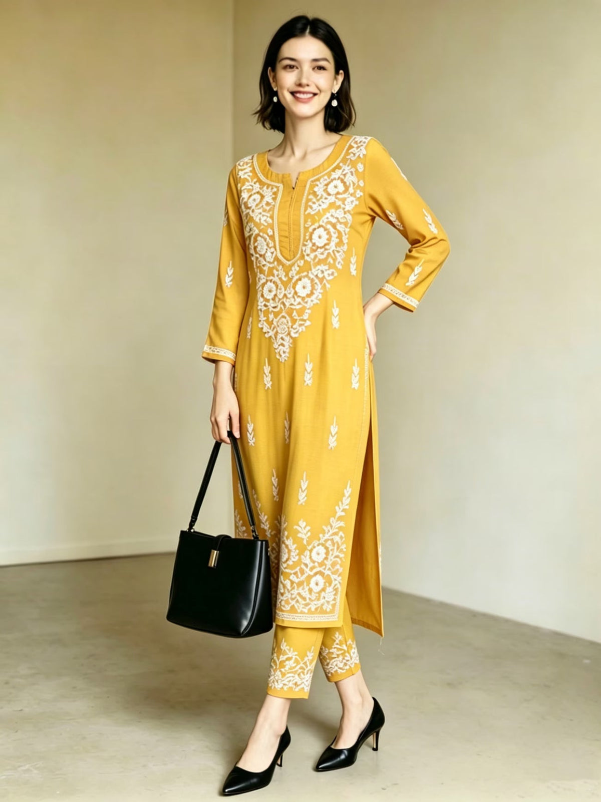 Elegant Embroidered Kurta Co-Ord Set