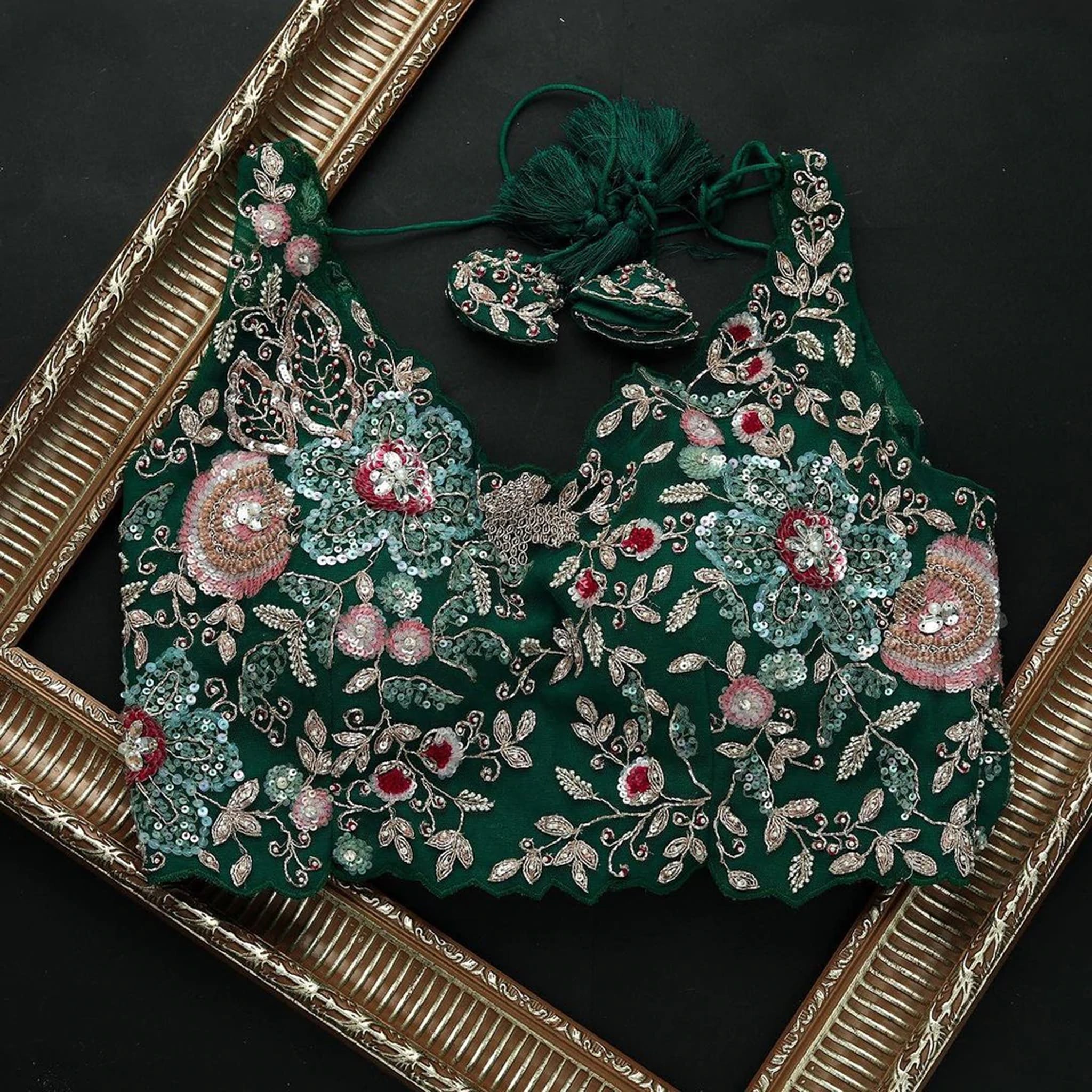 Gorgeous Organza Saree with Thread, Sequins, and Zari Embroidery work