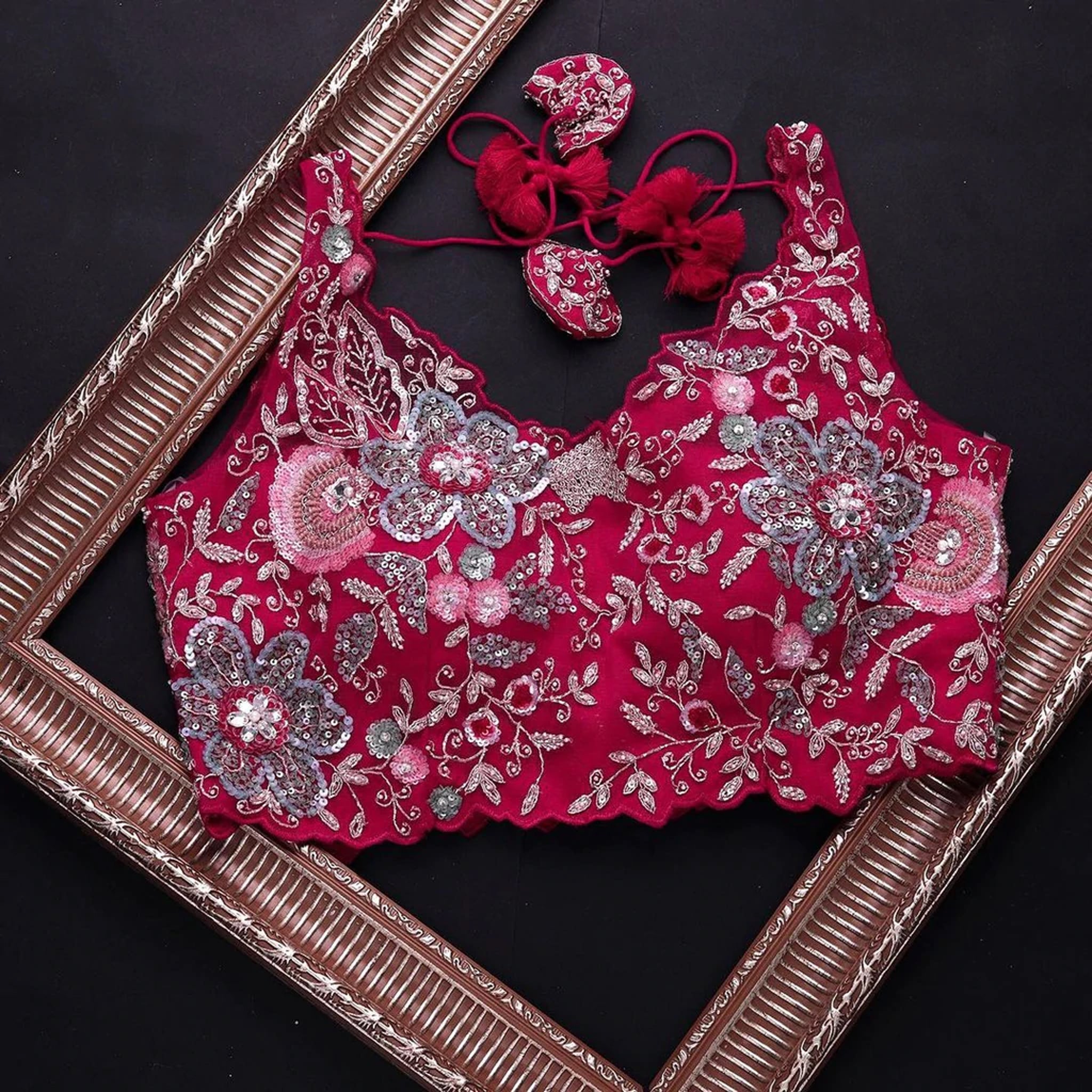 Gorgeous Organza Saree with Thread, Sequins, and Zari Embroidery work