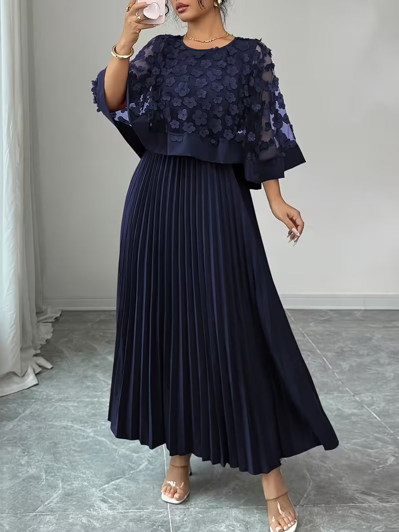 Women’s Elegant 3D Floral Appliqué Dress