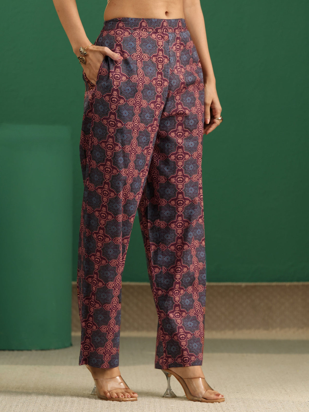 Anouk Multi Colour Ajrakh Cotton Straight Suit Set