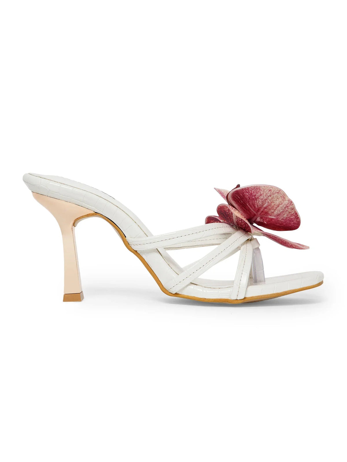 Pink Flower Decor High Heel Beach Sandals