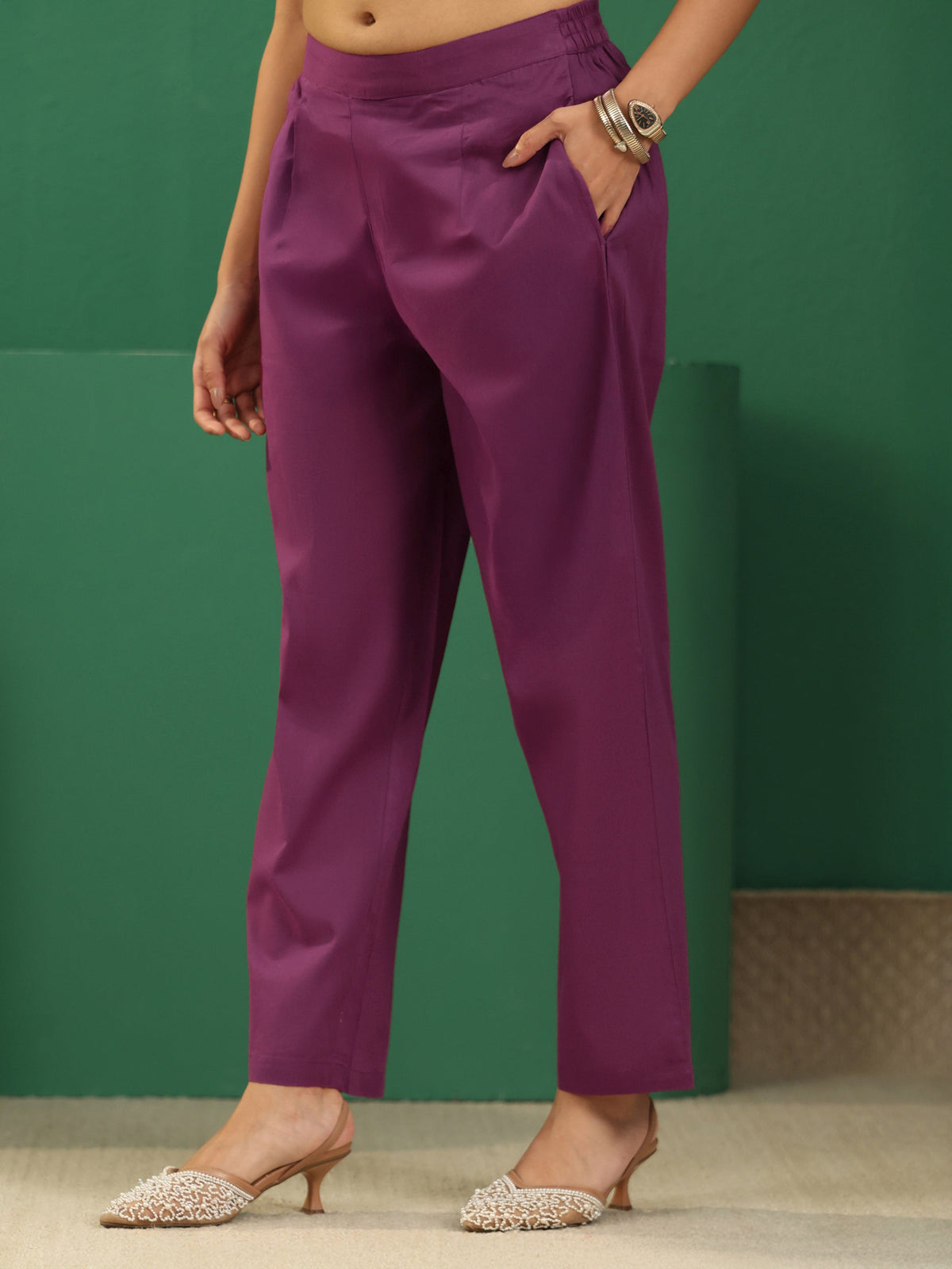 Anouk Burgundy Bandhani Cotton Straight Suit Set
