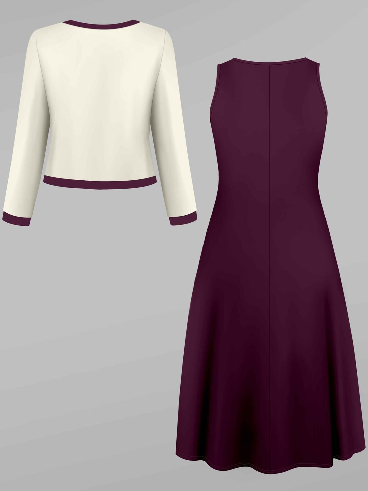 Women's Printed Contrast Panel Cardigan & Midi Skirt Two-Piece Set
