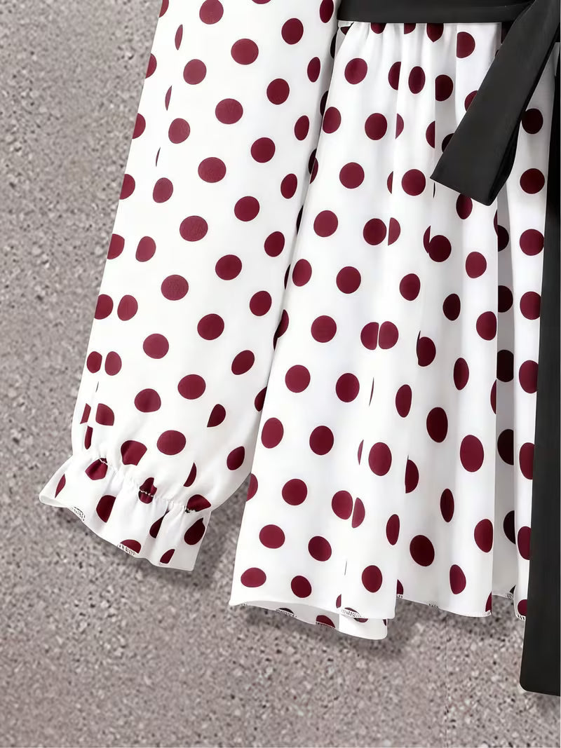 Plus Size Polka Dot Tie-Front 2-Piece Set