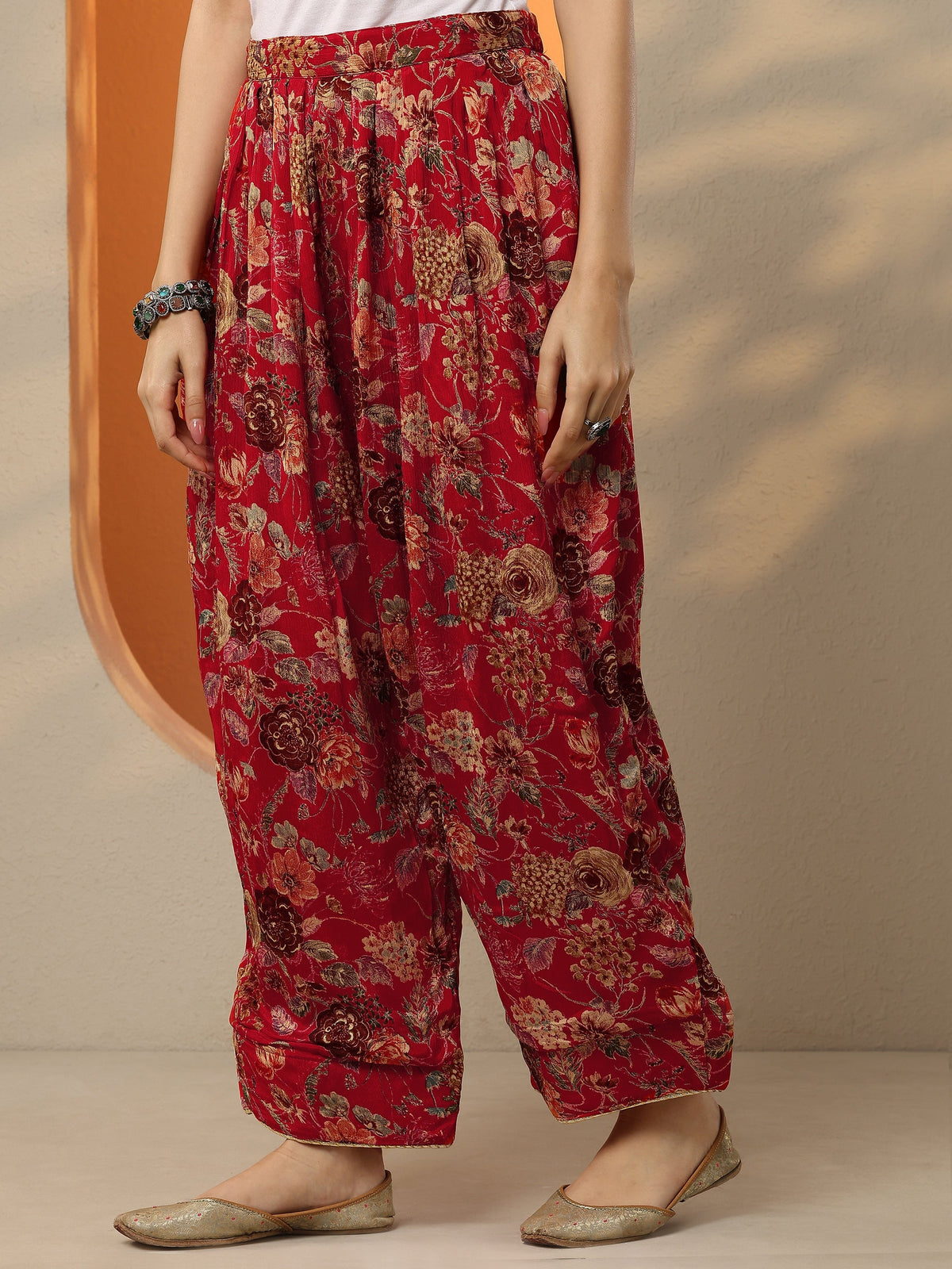Anouk Maroon Embroidered Chinon Straight Suit Set With Dupatta