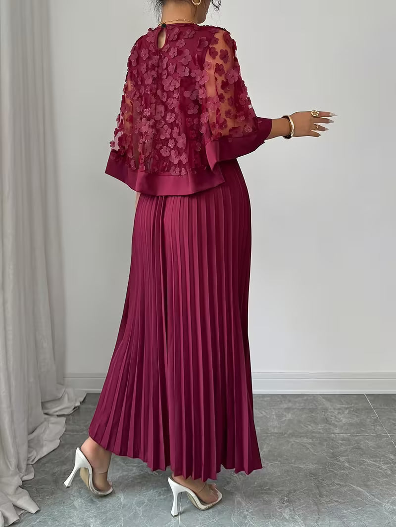 Women’s Elegant 3D Floral Appliqué Dress