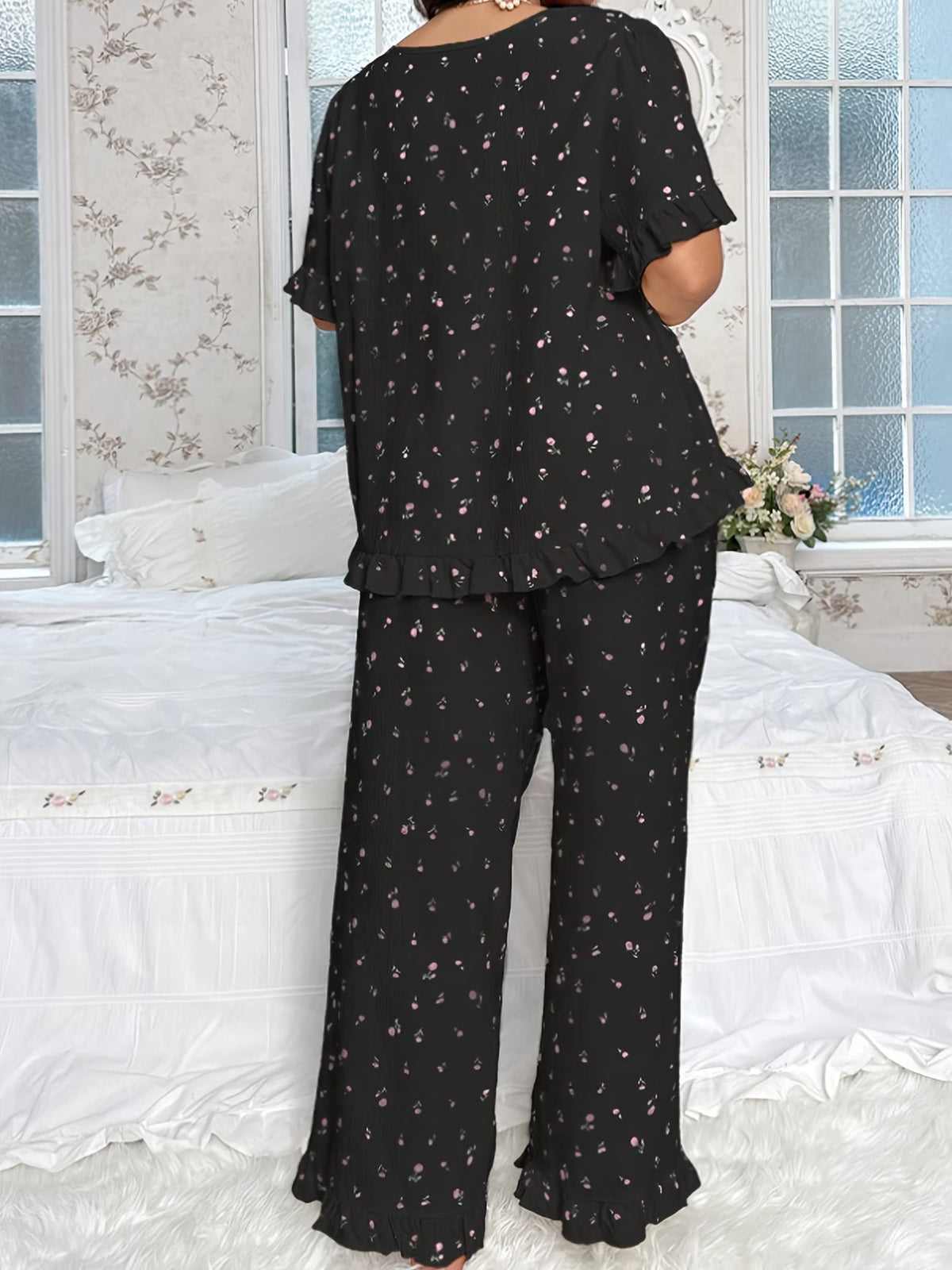 Chic Bow Print Lounge Co-Ord Set