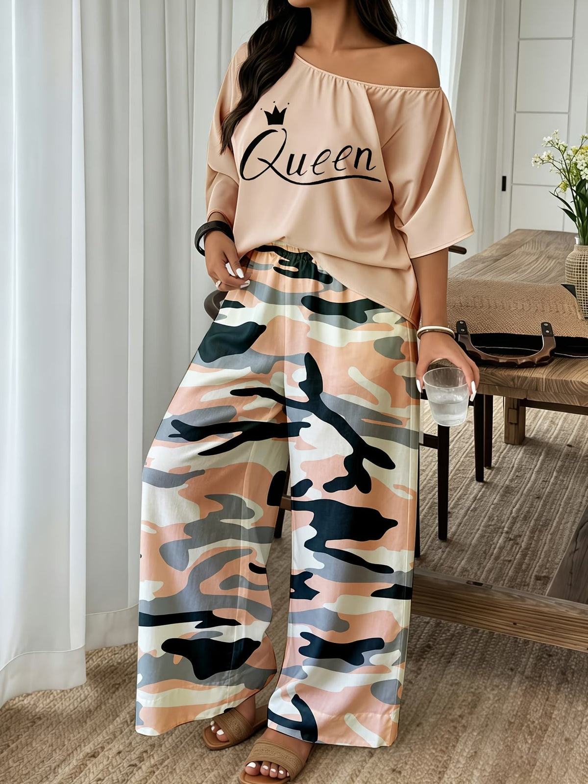 Neon Queen Camo Lounge Co-Ord Set