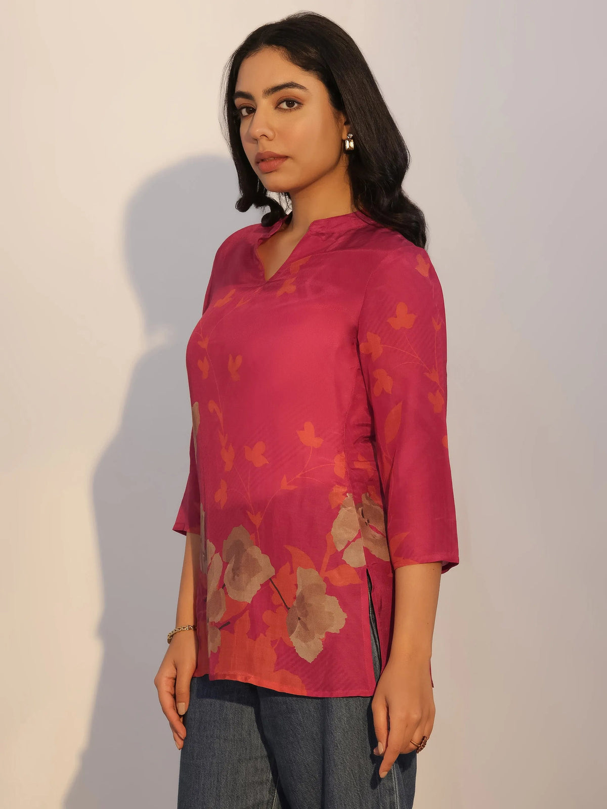 Anouk Red Printed Silk Blend Tunic
