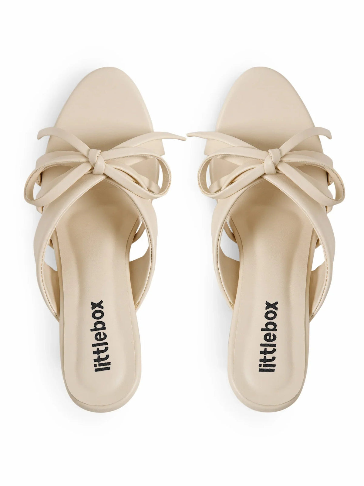 Beige Open Toe Bowknot Strappy Heel Sandal