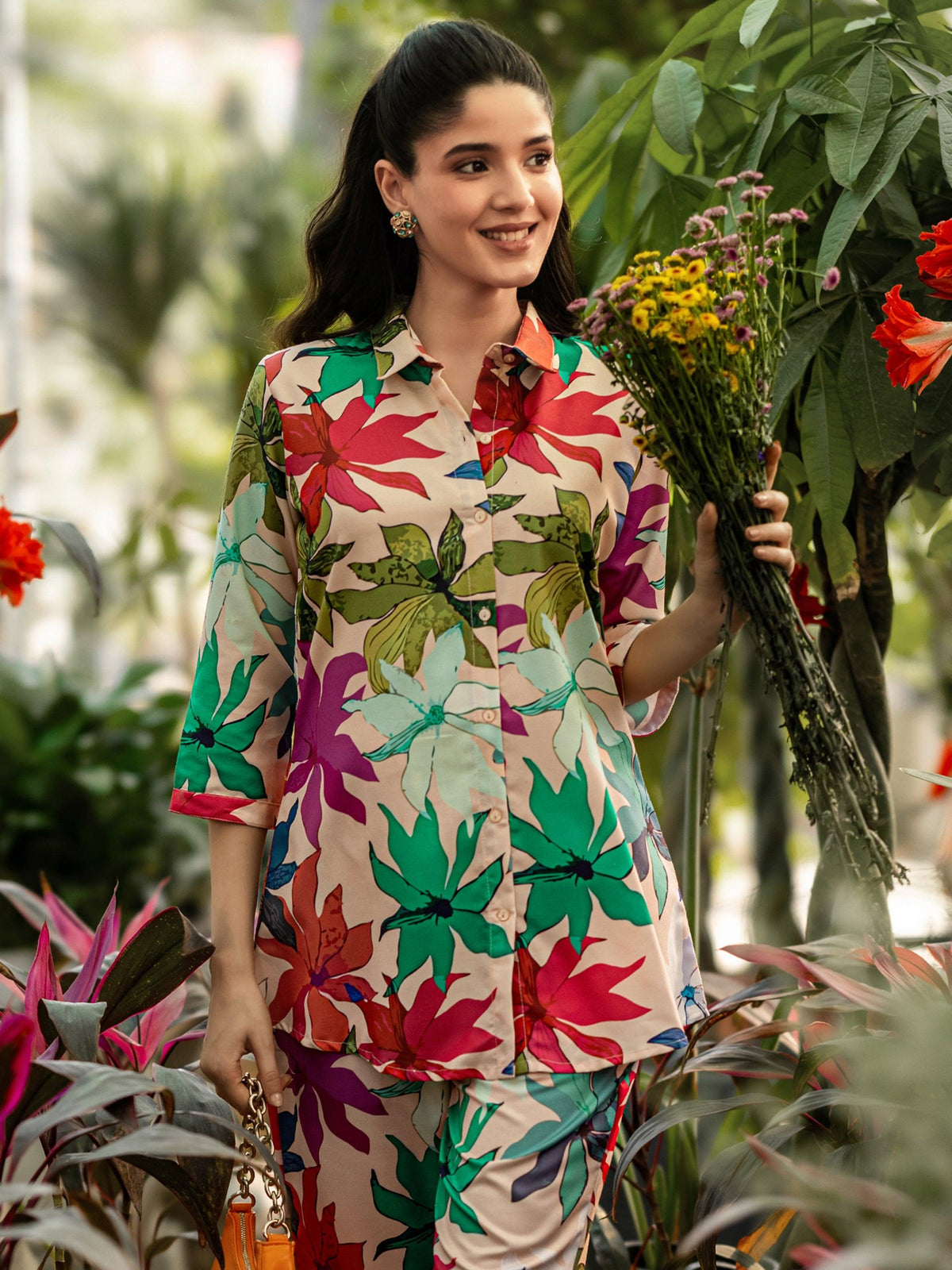 Anouk Peach Printed Cotton Co ord sets