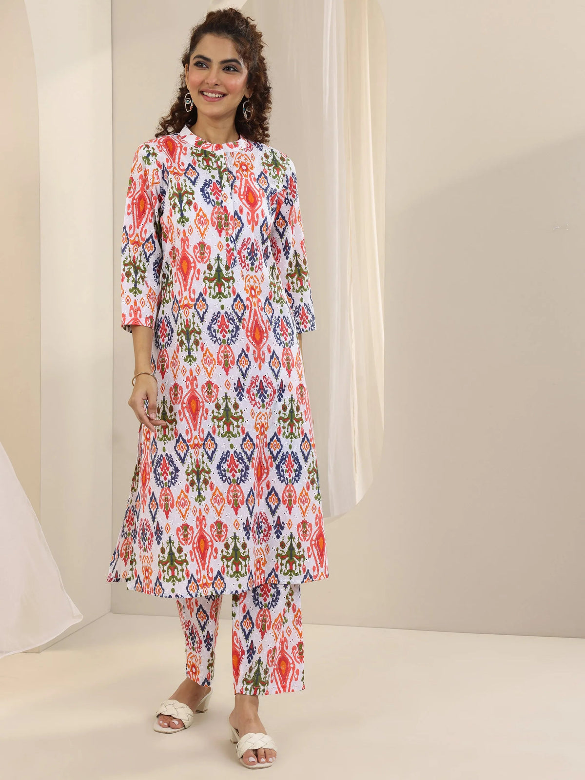 Anouk Multi Printed Cotton Straight Kurta Set