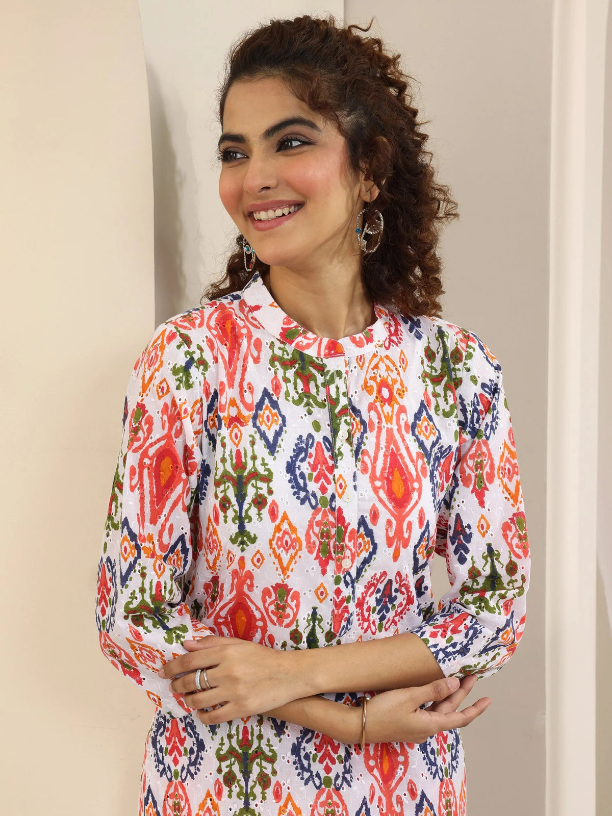 Anouk Multi Printed Cotton Straight Kurta Set