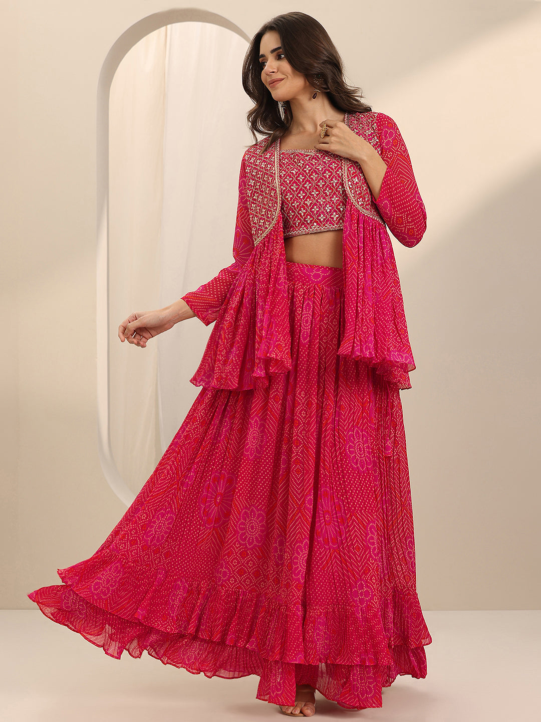 Anouk Red Printed Silk Blend Co-Ord Sets