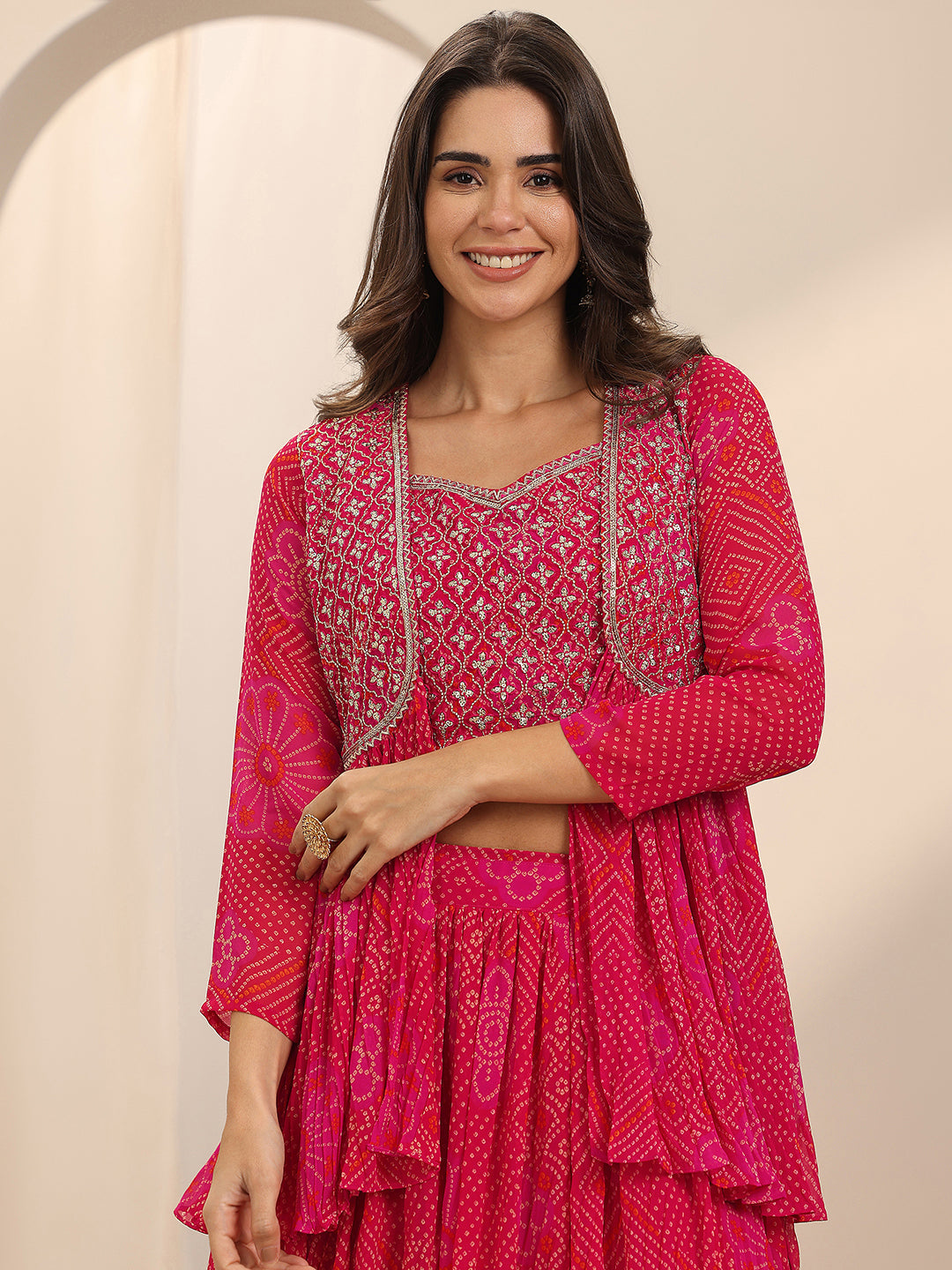 Anouk Red Printed Silk Blend Co-Ord Sets