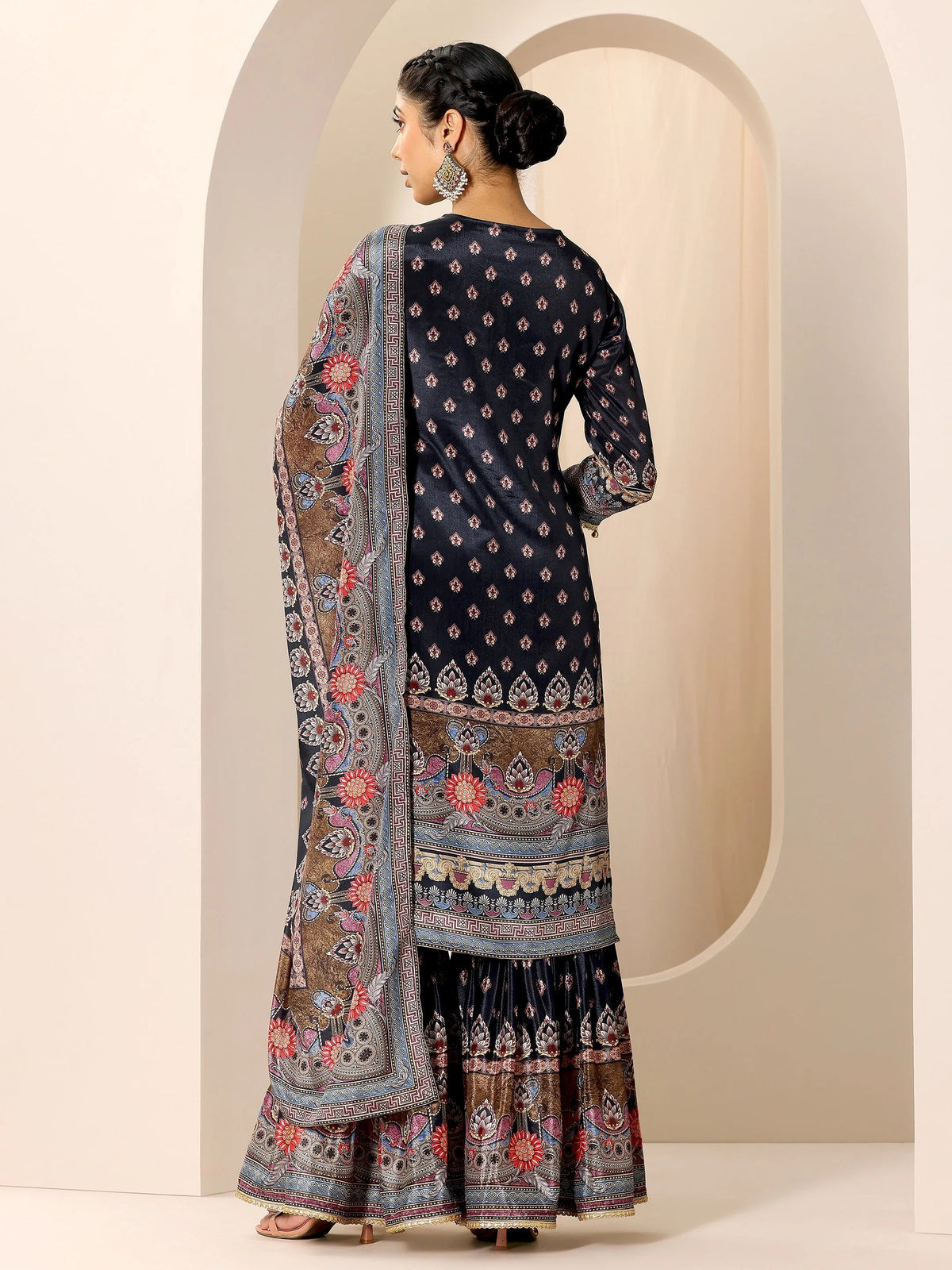 Anouk Multi Printed Chinon Straight Suit Set With Dupatta