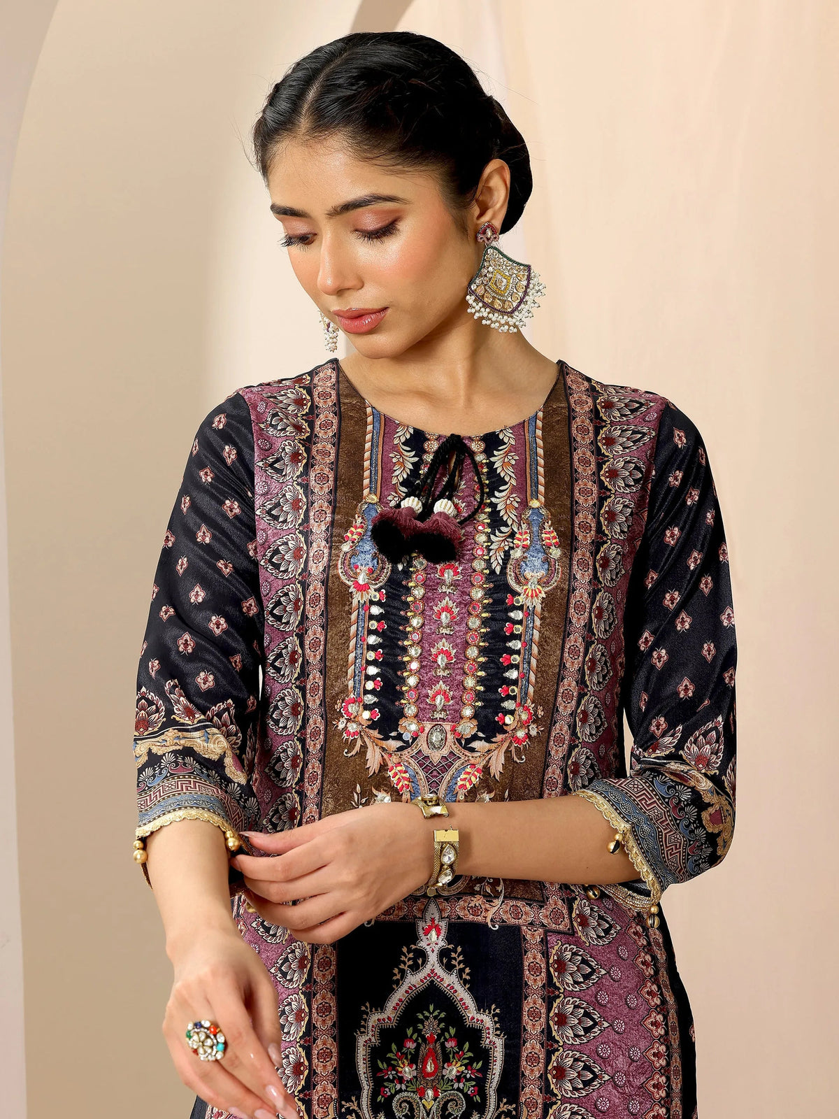 Anouk Multi Printed Chinon Straight Suit Set With Dupatta