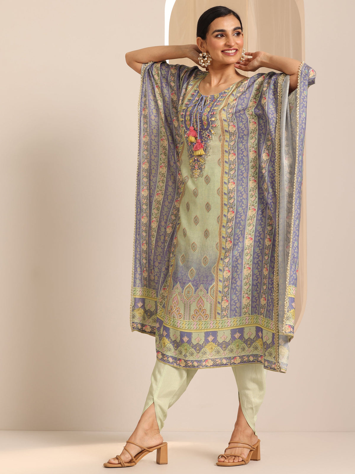 Anouk Multi Printed Muslin A-Line Kurta Set
