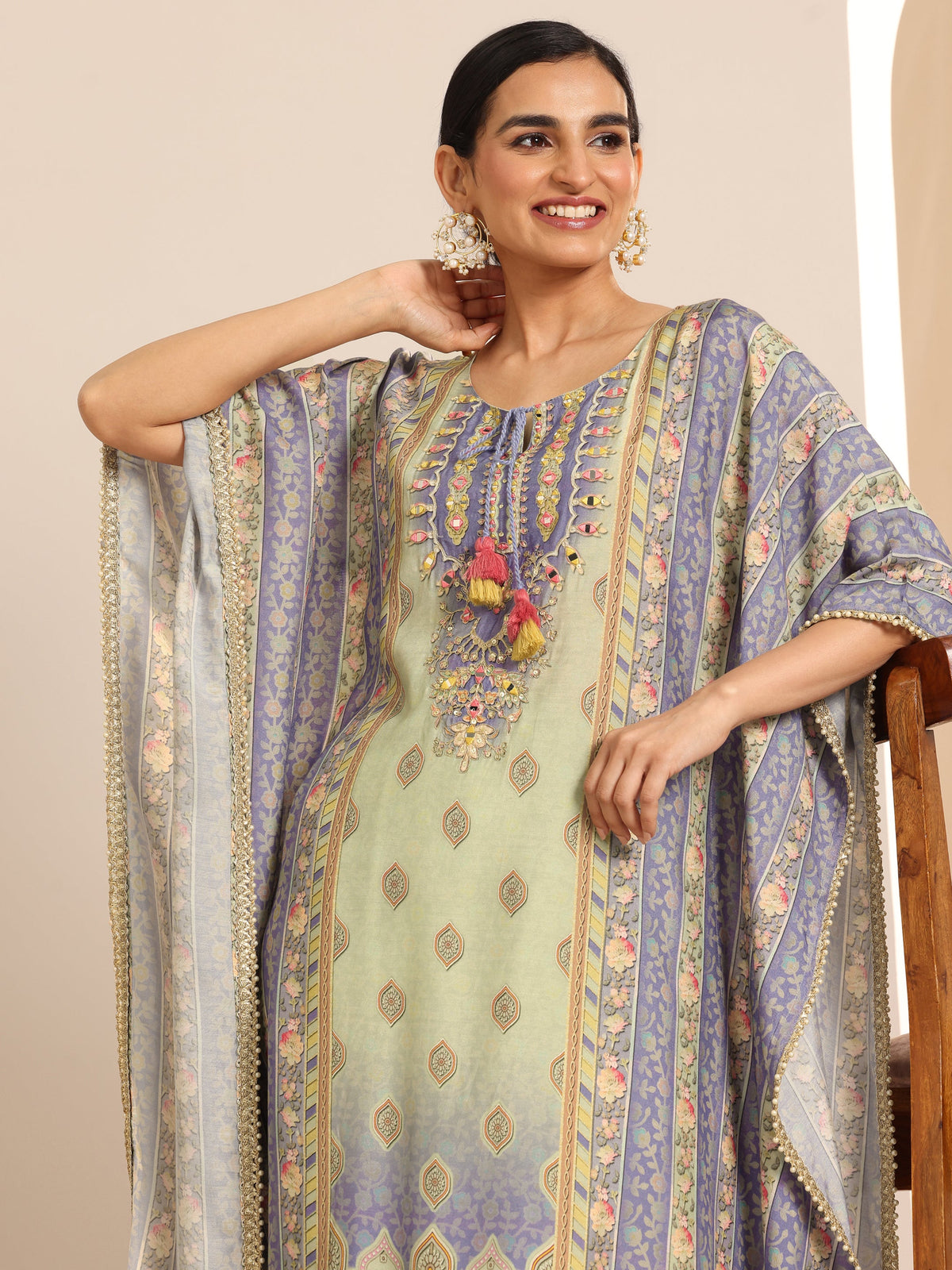 Anouk Multi Printed Muslin A-Line Kurta Set