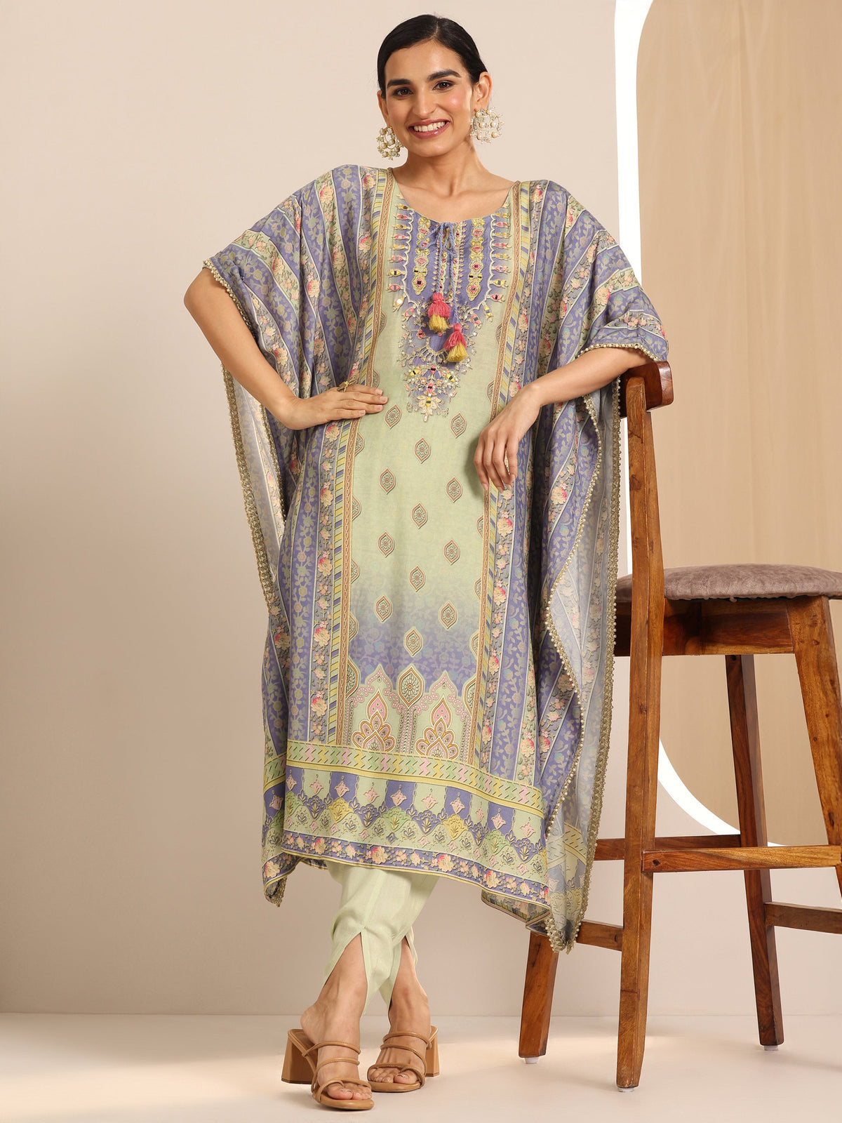 Anouk Multi Printed Muslin A-Line Kurta Set