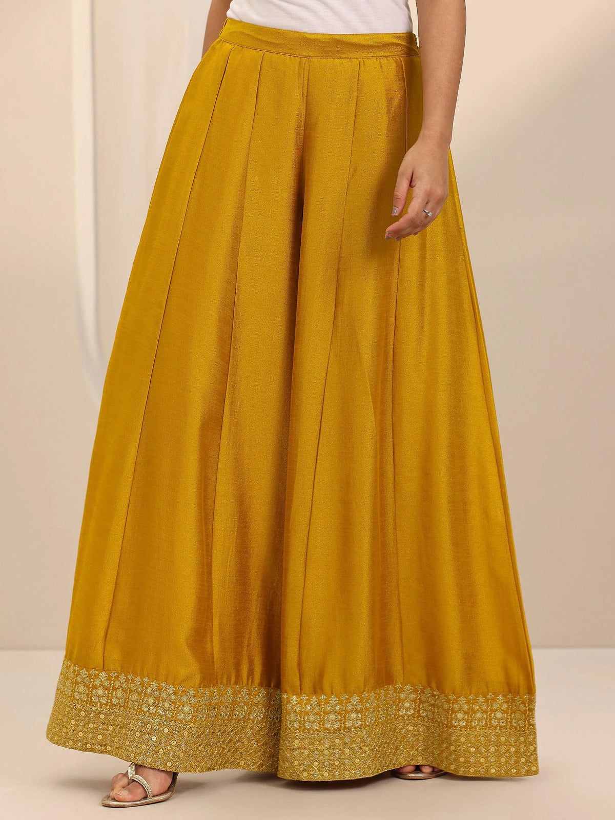 Anouk Mustard Embellished Silk Blend Straight Suit Set With Dupatta