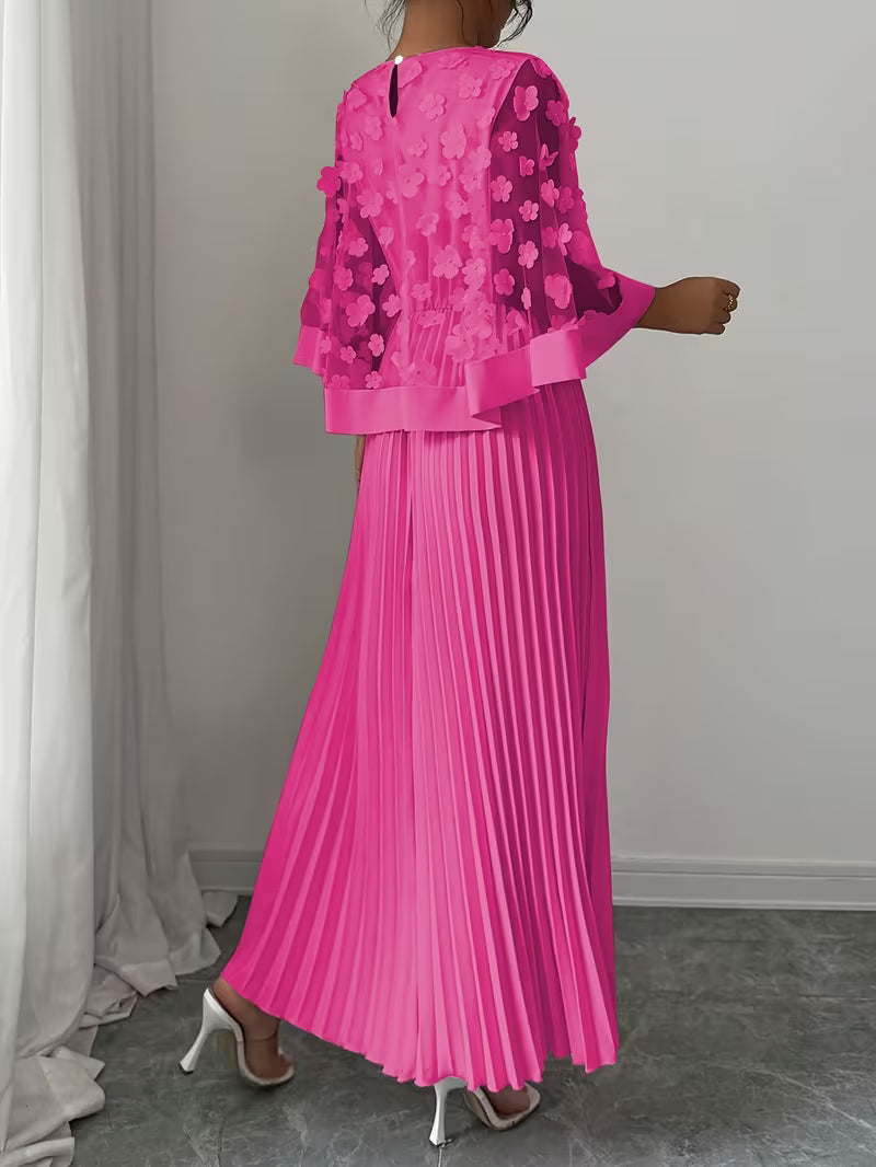Women’s Elegant 3D Floral Appliqué Dress