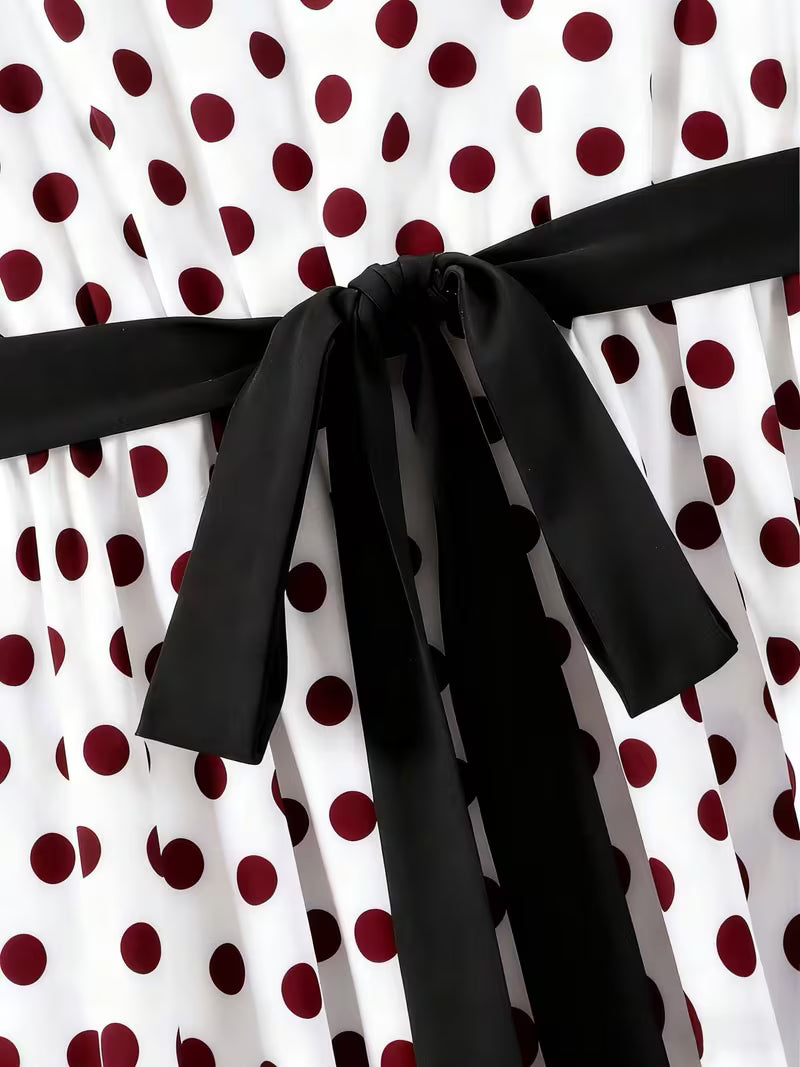Plus Size Polka Dot Tie-Front 2-Piece Set