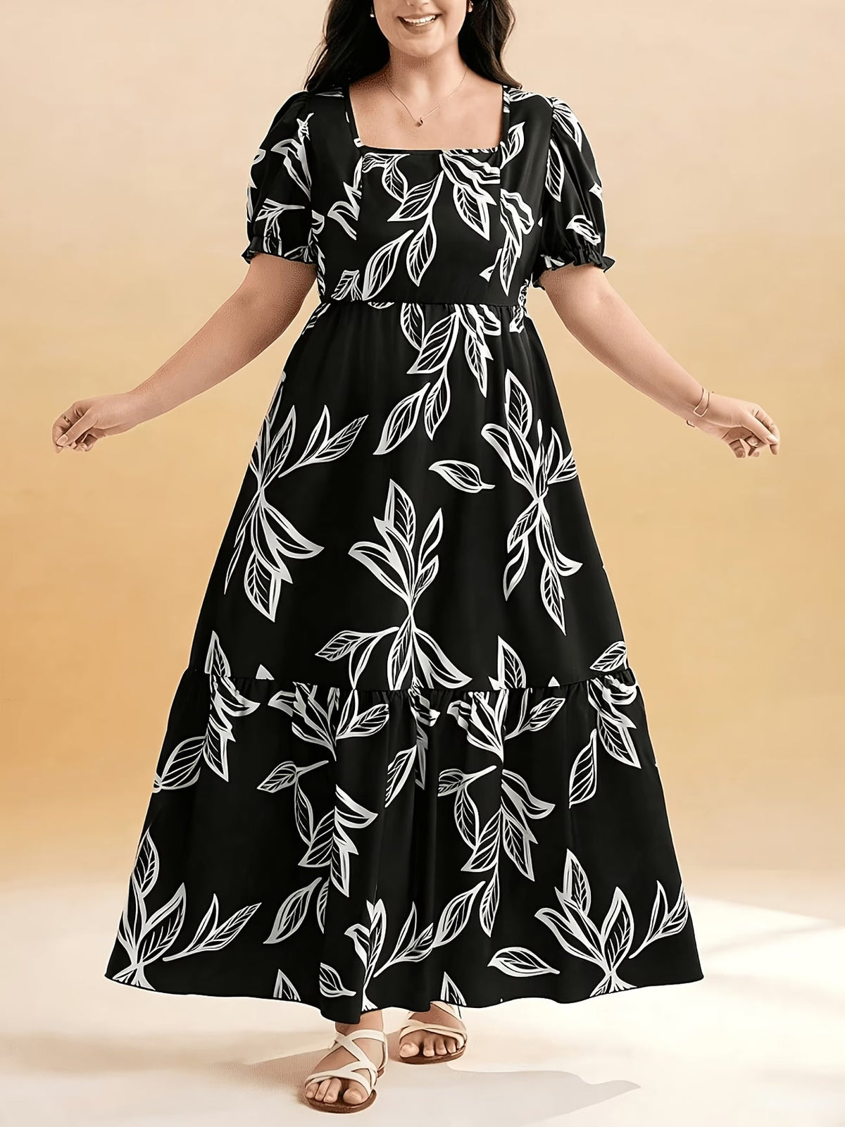 Graceful Summer Printed A-Line Maxi Dress