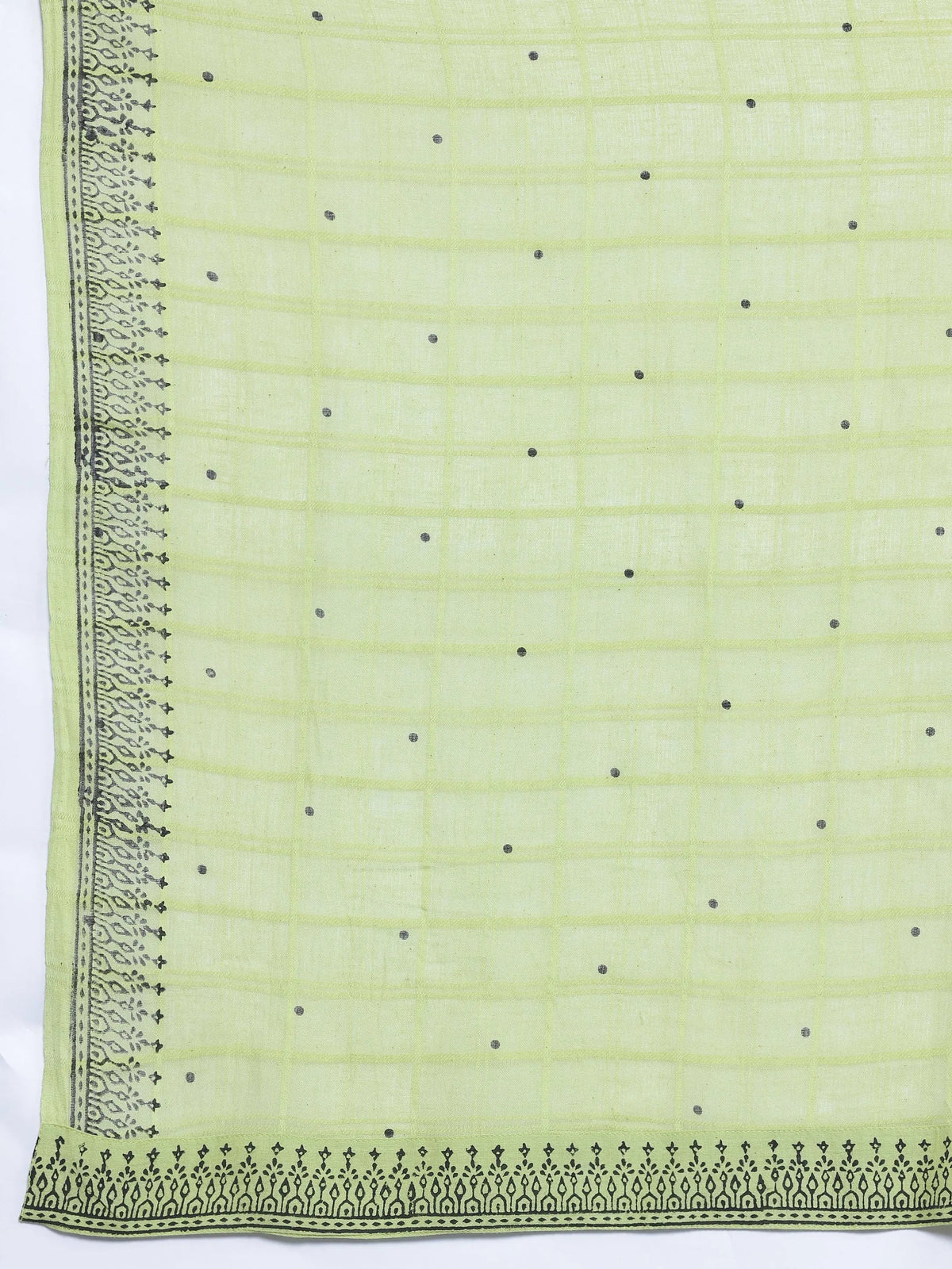 Anouk Green Woven Design Cotton Straight Suit With Dupatta