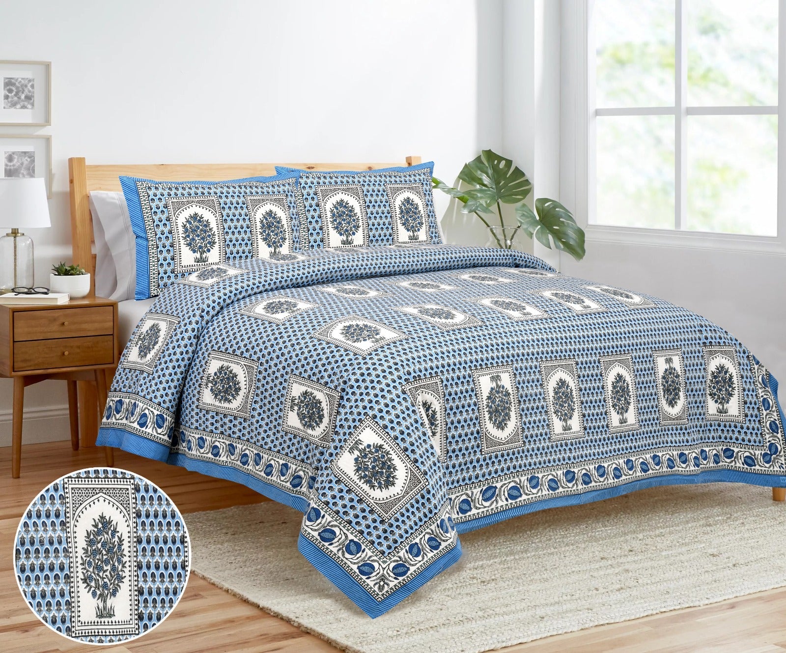 King Size Bedsheet Set in Cotton-Viscose Blend