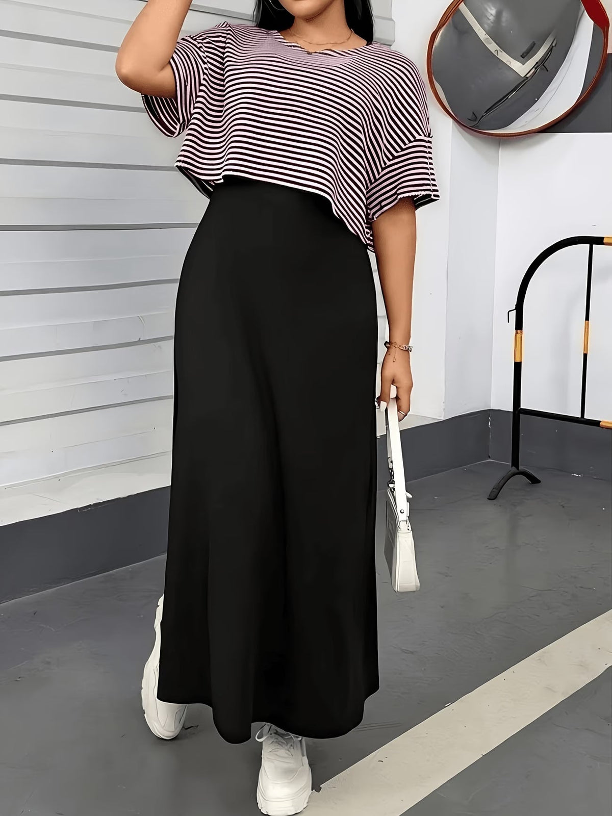 Chic Layered Stripe Dress Set