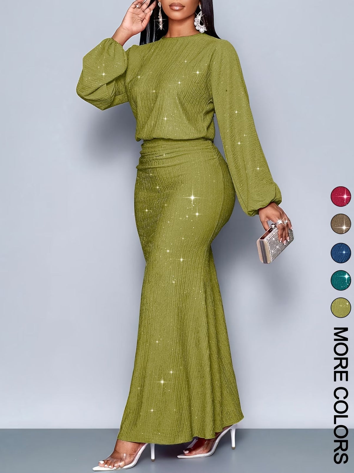 Women's Elegant Mermaid Hem Long Sleeve Bodycon Dress