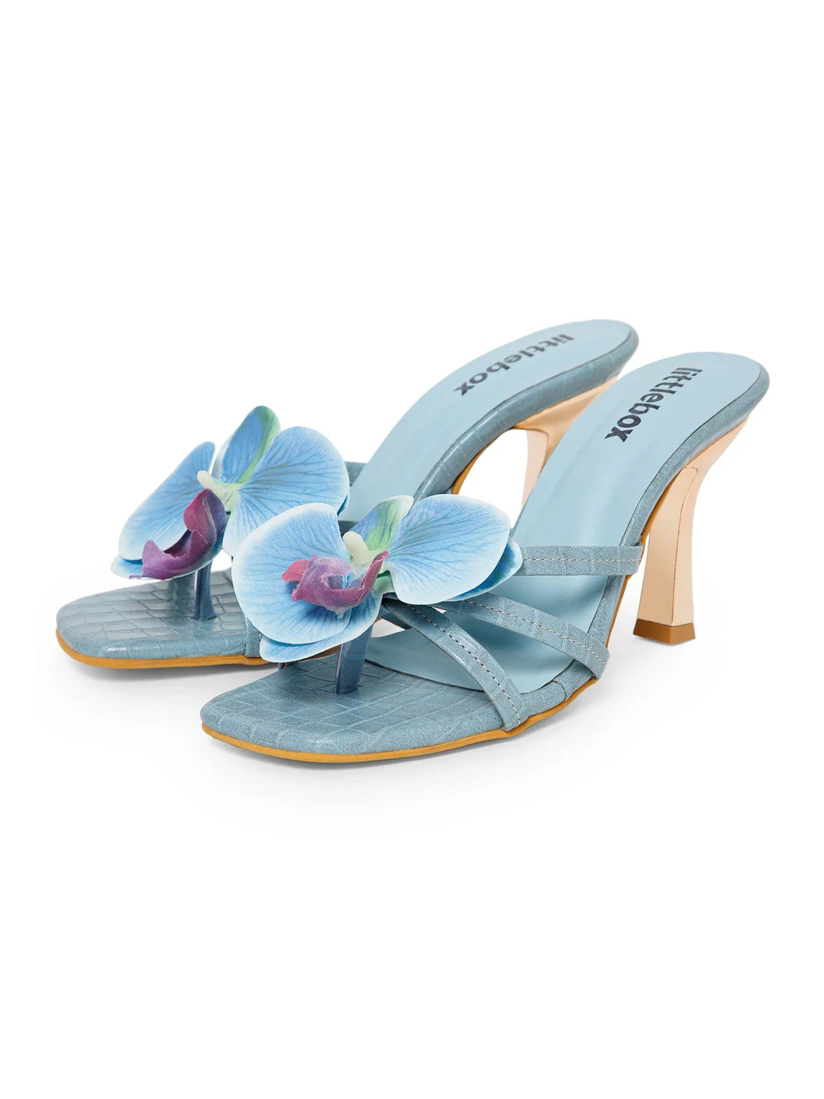Blue Flower Decor High Heel Beach Sandals