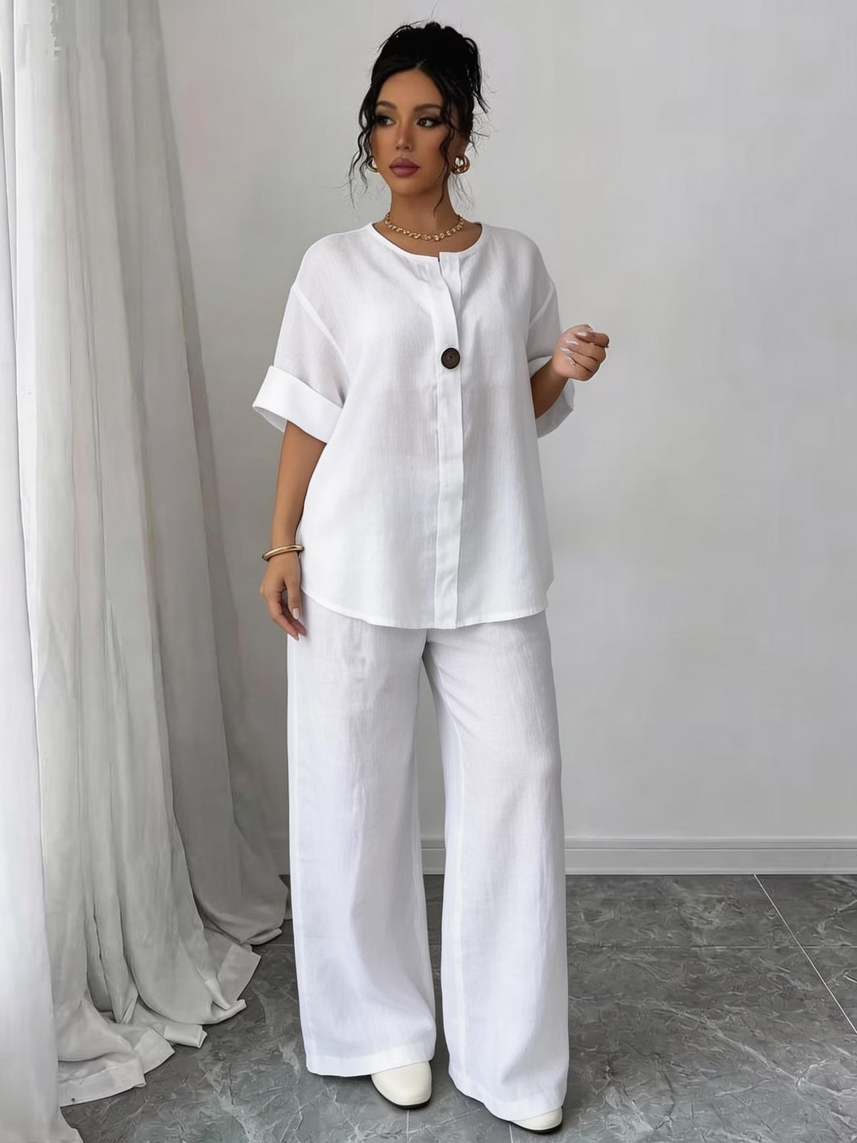 European Luxe Wide-Leg Co-Ord Set