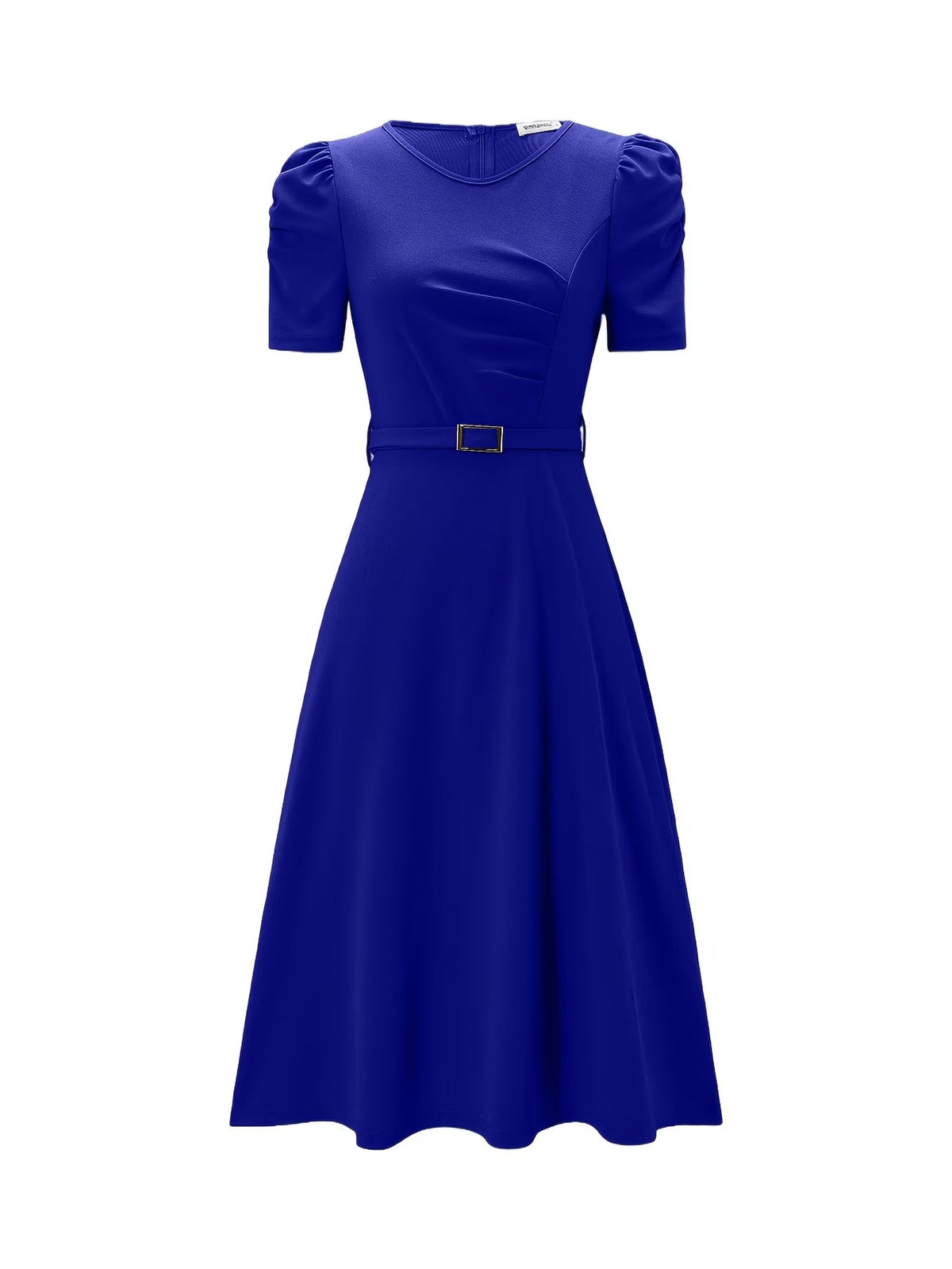 Women's Elegant V-Neck Ruffle Midi Dress with Waist Belt