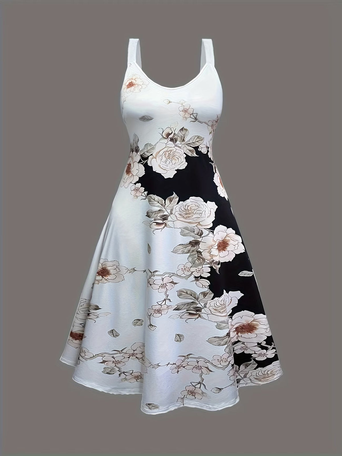 Plus Size Women Elegant Lace Coat & Printed Vest Dress 2-Piece Outfit Set