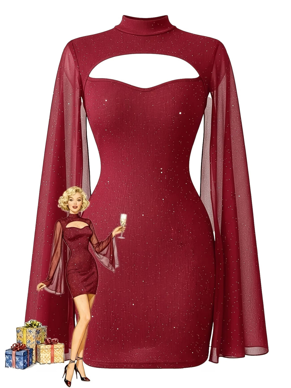 Women's Elegant Hollow-Out Bodycon Party Dress