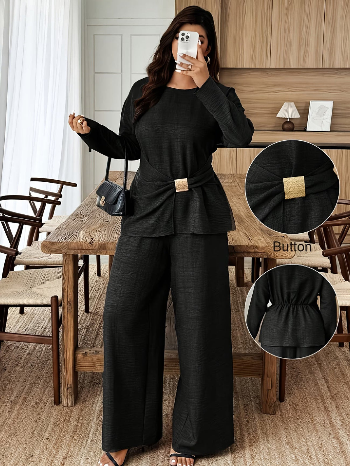 Elegant Pleated Waist Tie Co-Ord Set