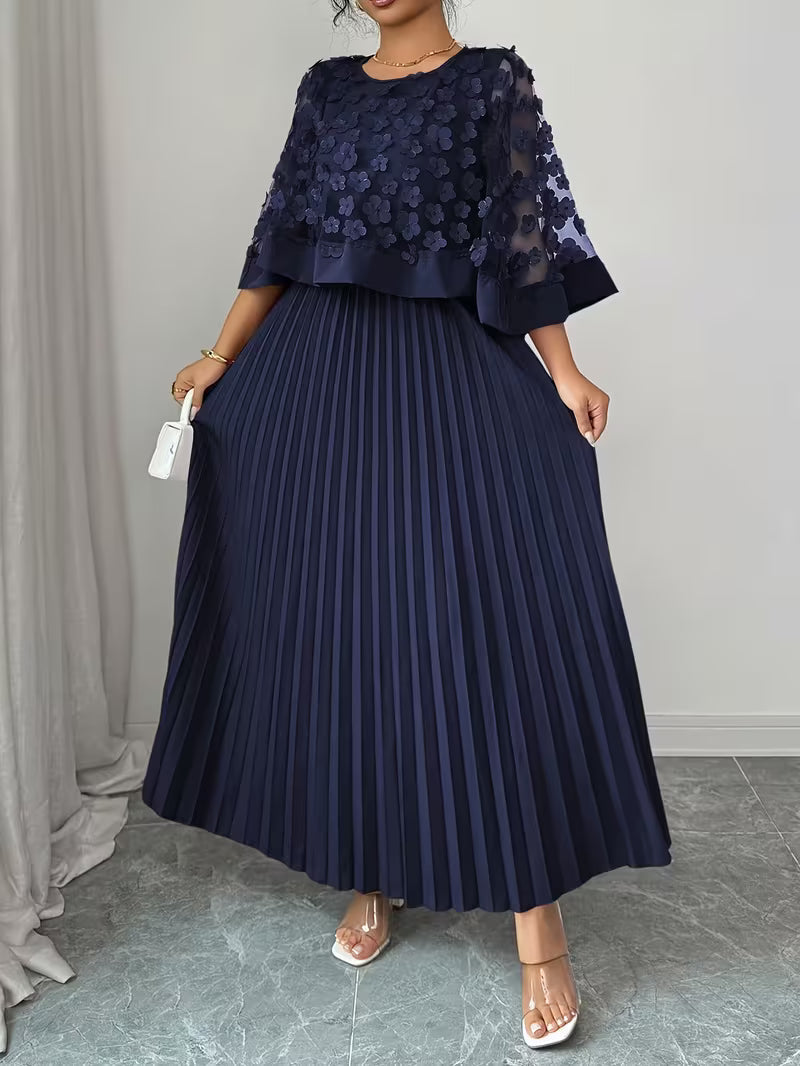 Women’s Elegant 3D Floral Appliqué Dress