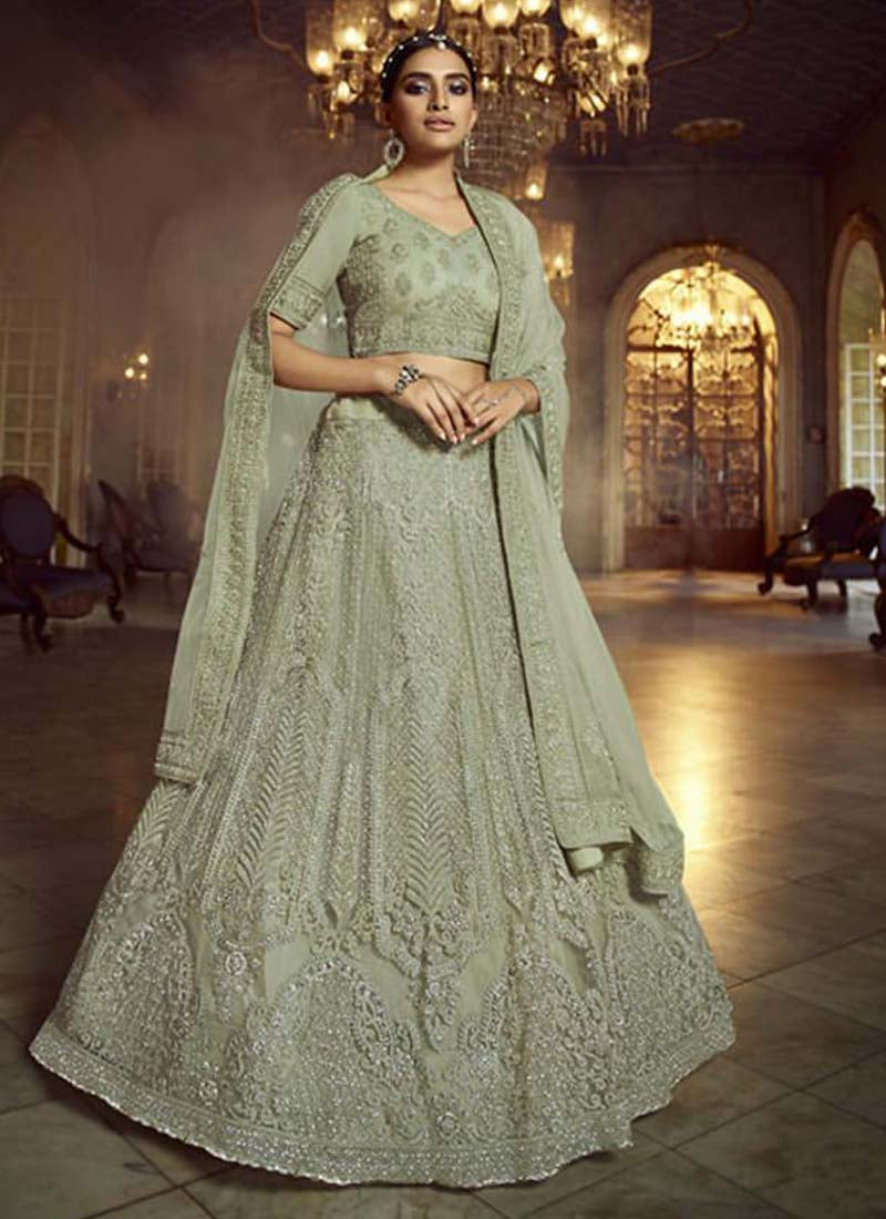 Fabulous Green Zarkan Dori Soft Net Lehenga Choli Set