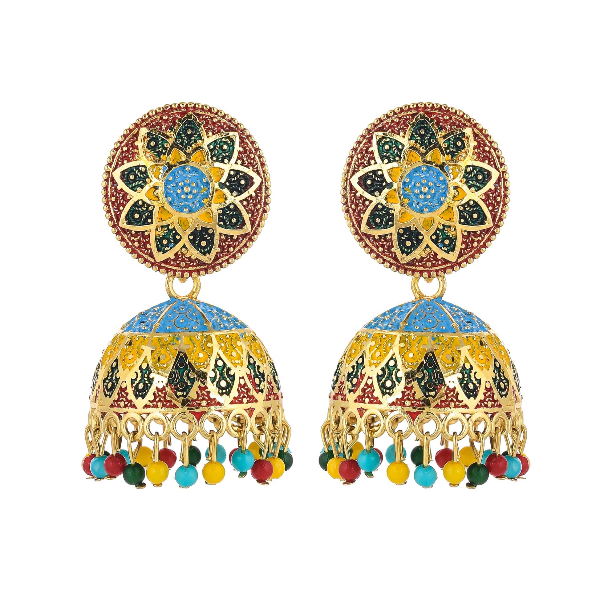 Sukriti Fancy Traditional Gold-plated Multicolor Jhumki Jhumka Earrings for Girls & Women