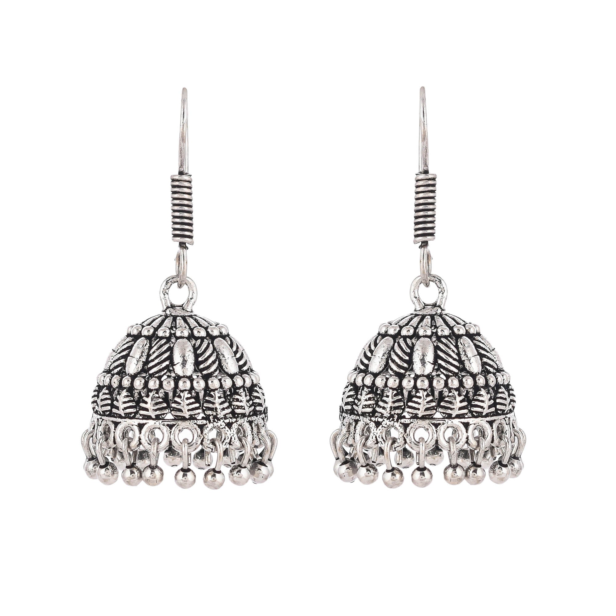 Sukriti Beautiful Trending Silver Oxidised Jhumki Jhumka Earrings for Girls & Women