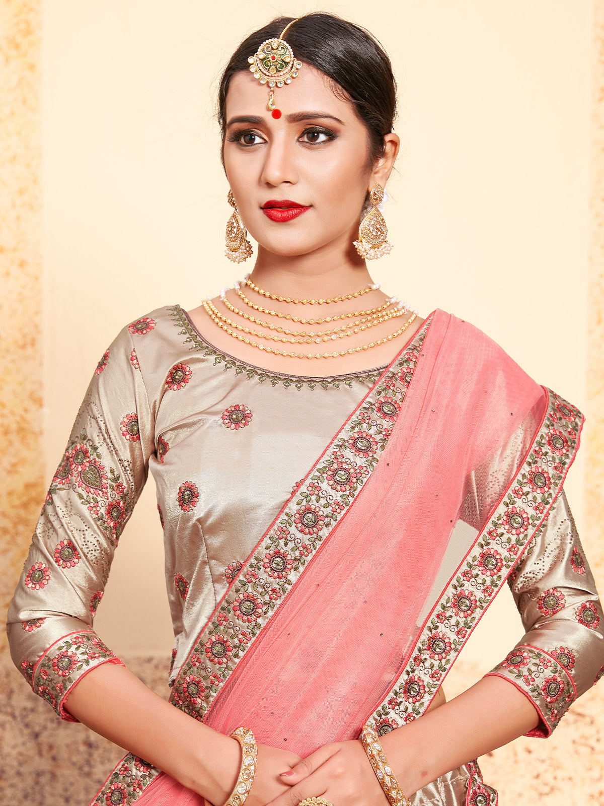 Brown Classy Semi Stitched Lehenga With Unstitched Blouse