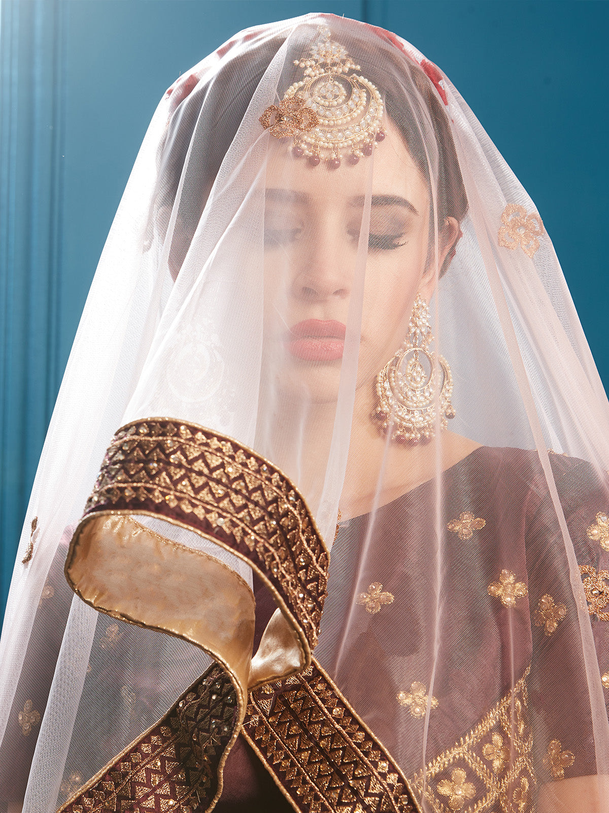 Brown Sparkling Sequins Semi Stitched Lehenga With Unstitched Blouse