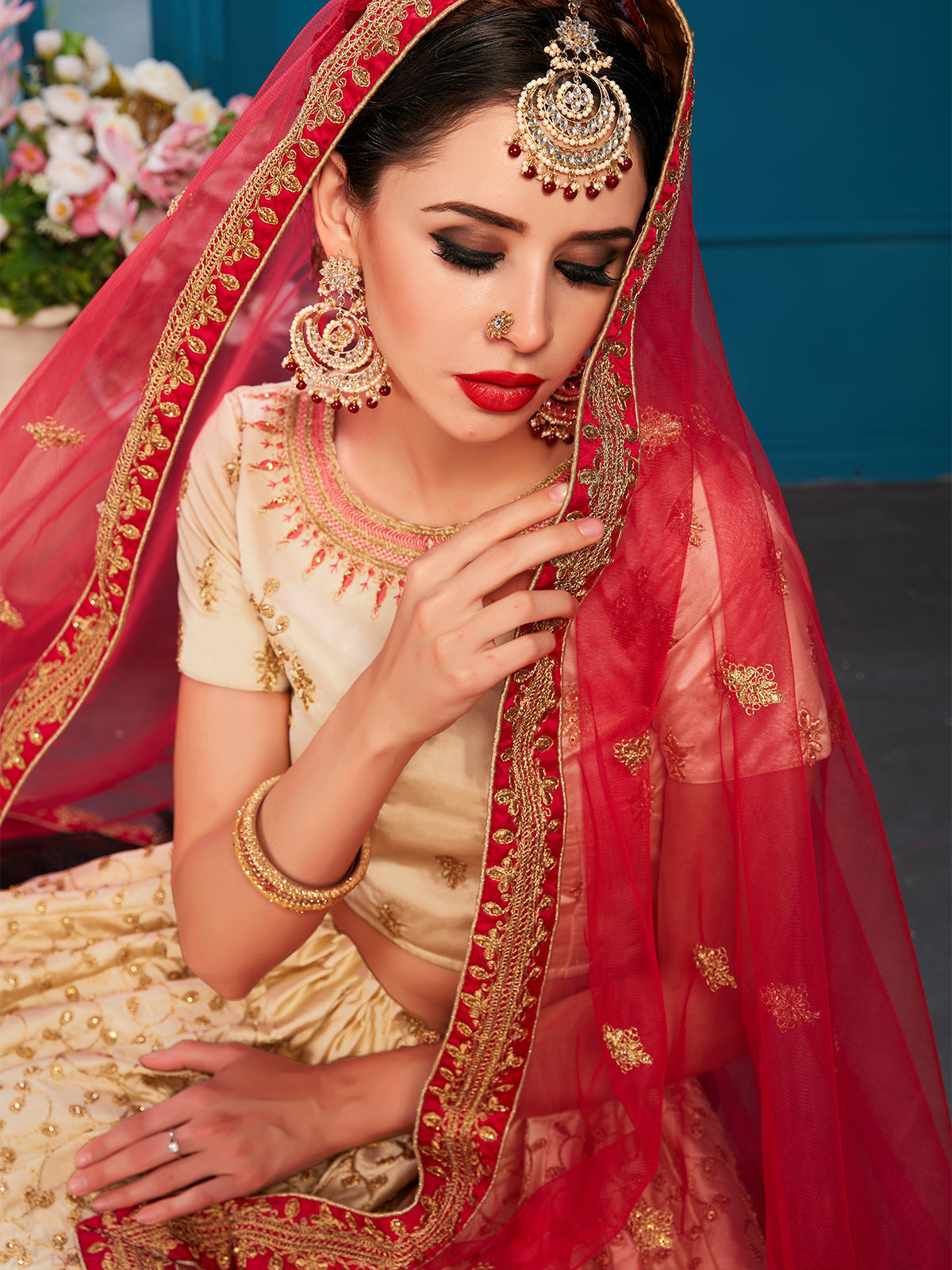 Beige Designer Semi Stitched Lehenga With Unstitched Blouse