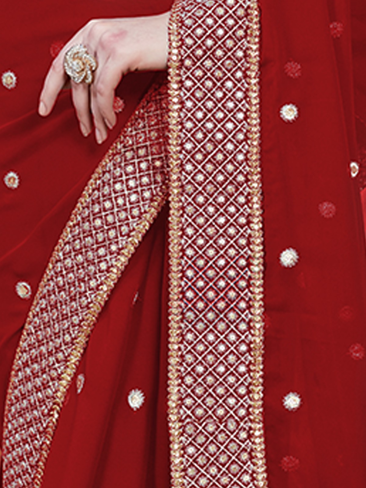 Maroon Georgette Saree With Unstitched Blouse